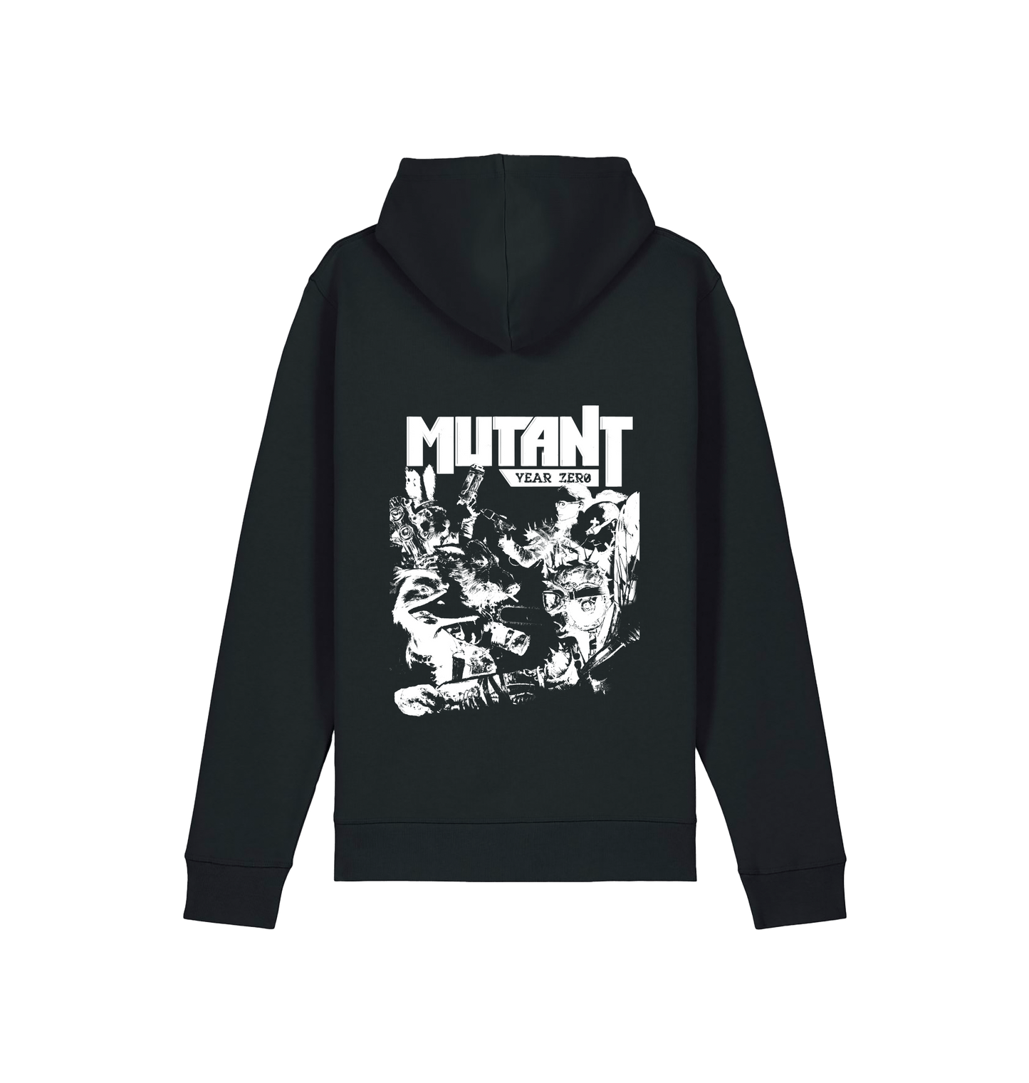 Black Printed Hoody Back