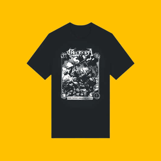 Chronopia: Clashing Warbands T-Shirt on Heroic Signatures yellow background