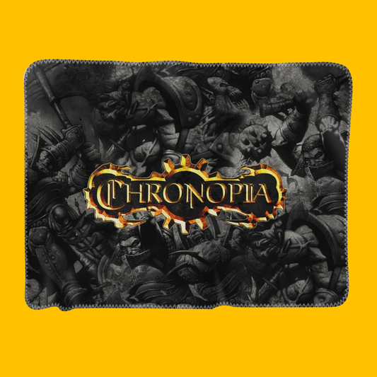 Chronopia: Comfort or Death Premium Blanket on Heroic Signatures yellow background