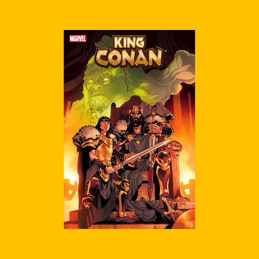 Cover of Marvel King Conan Trade Paperback on a yellow background