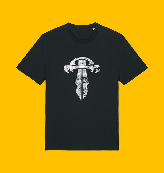 Mutant Chronicles - The Dark Legion Faction T Shirt on Heroic Signatures yellow background