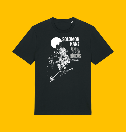 Solomon Kane - Death’s Black Riders T Shirt on Heroic Signatures yellow background