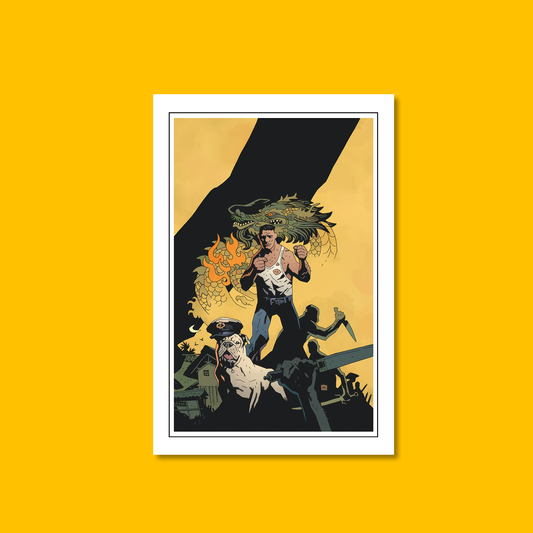 STEVE COSTIGAN: Savage Sailor by Mike Mignola - Fine Art Print on Heroic Signatures yellow background