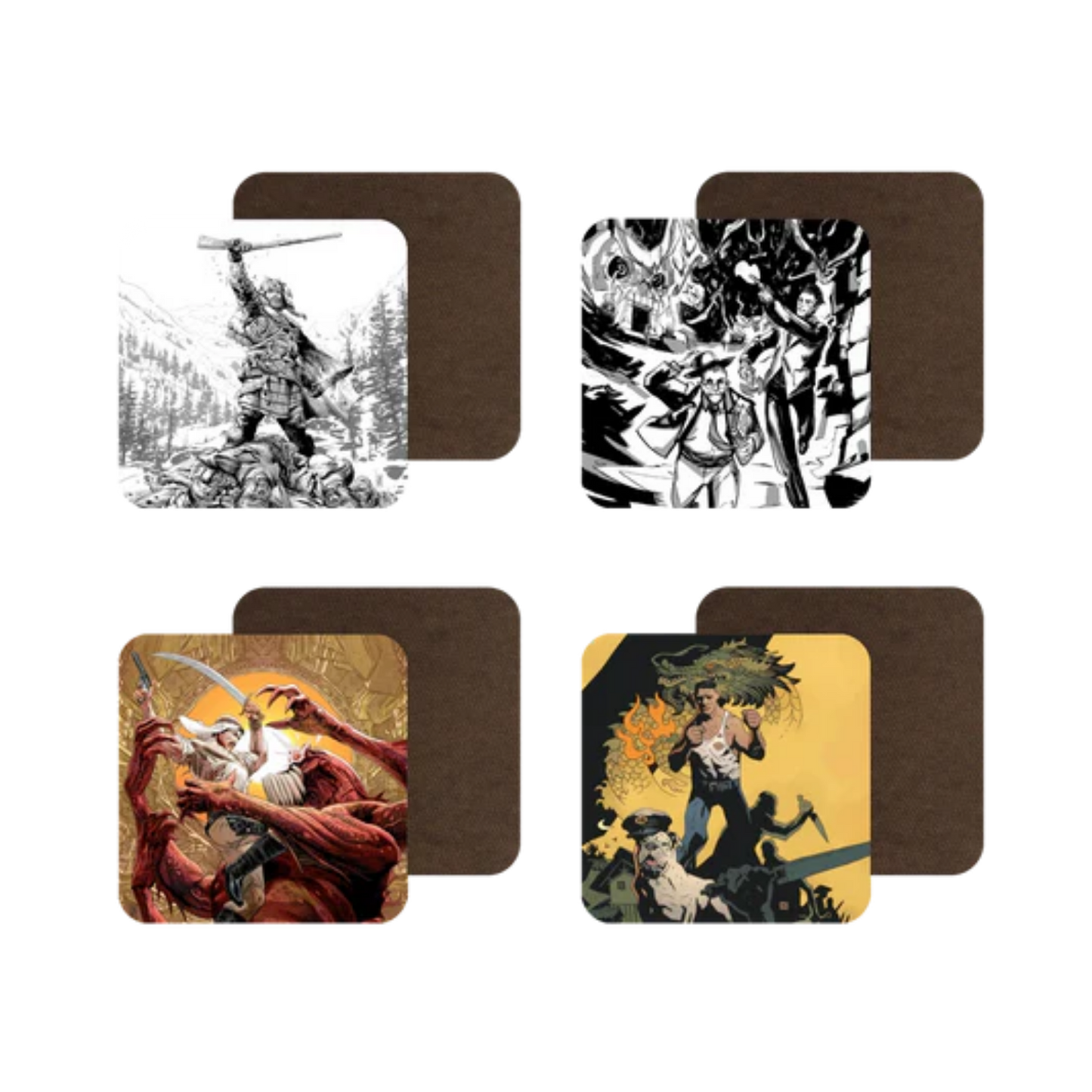 Howard Heroes Coaster Set: Fists, Blades & Magic