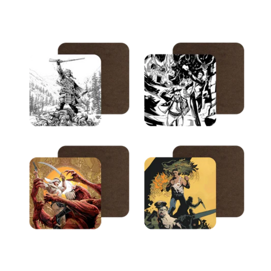 Howard Heroes Coaster Set: Fists, Blades & Magic