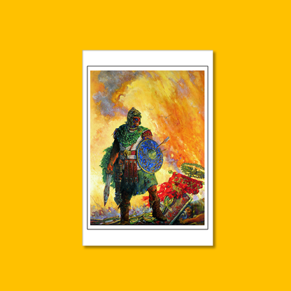Bran Mak Morn: Flames of Triumph - Fine Art Print on Heroic Signatures yellow background