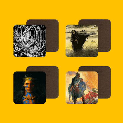 Bran Mak Morn: Kings & Conquerors Coaster Set on Heroic Signatures yellow background