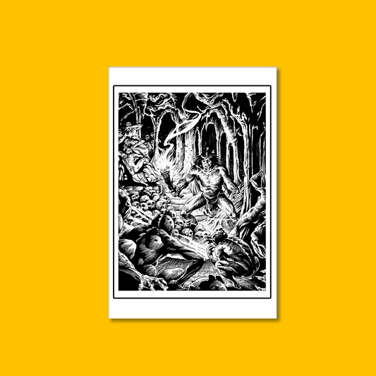 Bran Mak Morn: Worms of the Earth - Fine Art Print on Heroic Signatures yellow background