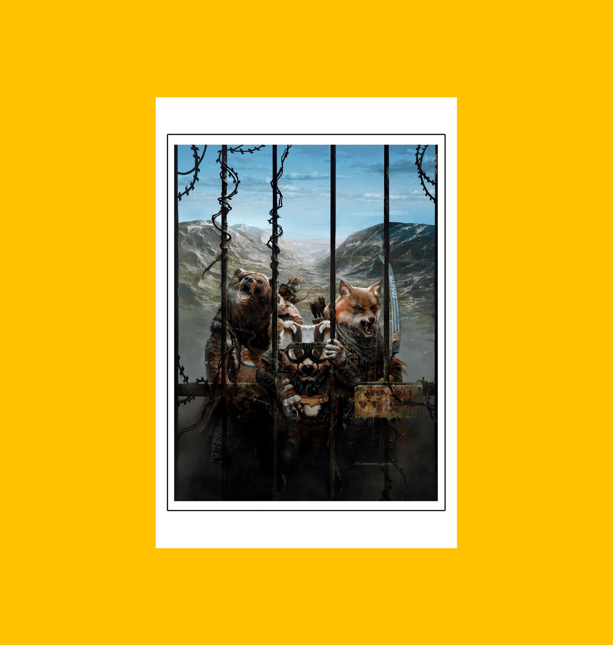 Mutant Year Zero - Chaos Escapes Fine Art Print on Heroic Signatures yellow background