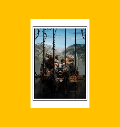 Mutant Year Zero - Chaos Escapes Fine Art Print on Heroic Signatures yellow background