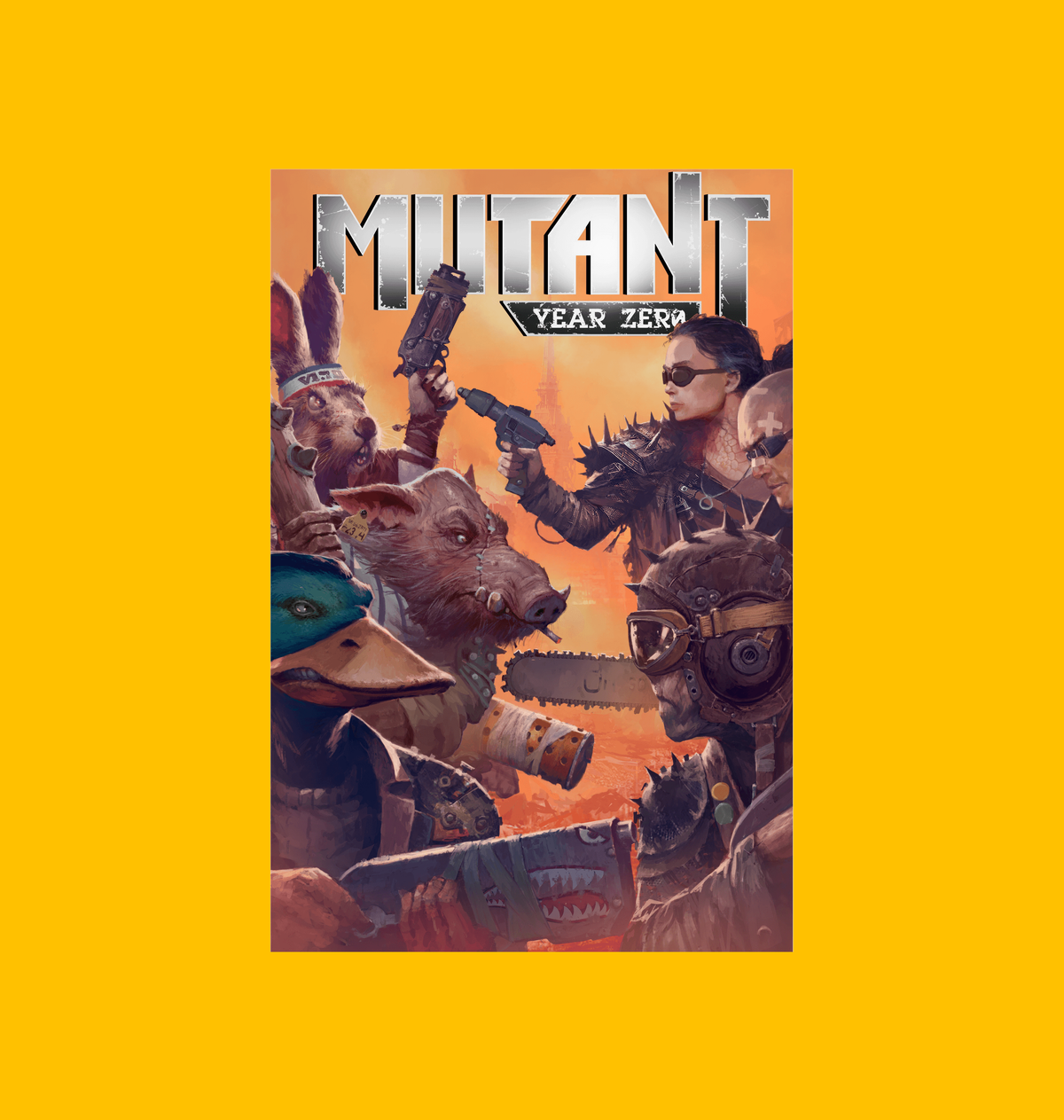 Mutant Year Zero - Chaos Squad Poster on Heroic Signatures yellow background