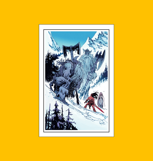 Conan - Against the Frost Giants Fine Art Print on Heroic Signatures yellow background