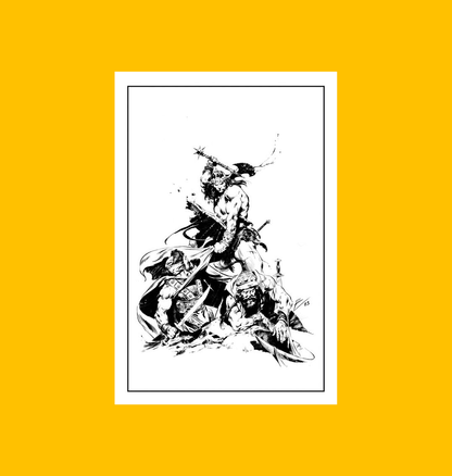 Conan - Black Steel Rampage Fine Art Print on Heroic Signatures yellow background