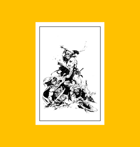 Conan - Black Steel Rampage Fine Art Print on Heroic Signatures yellow background