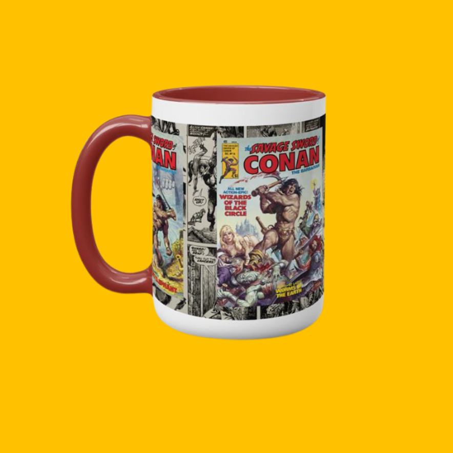 Conan - Earl Norem Classic Savage Sword Covers Mug on Heroic Signatures yellow background