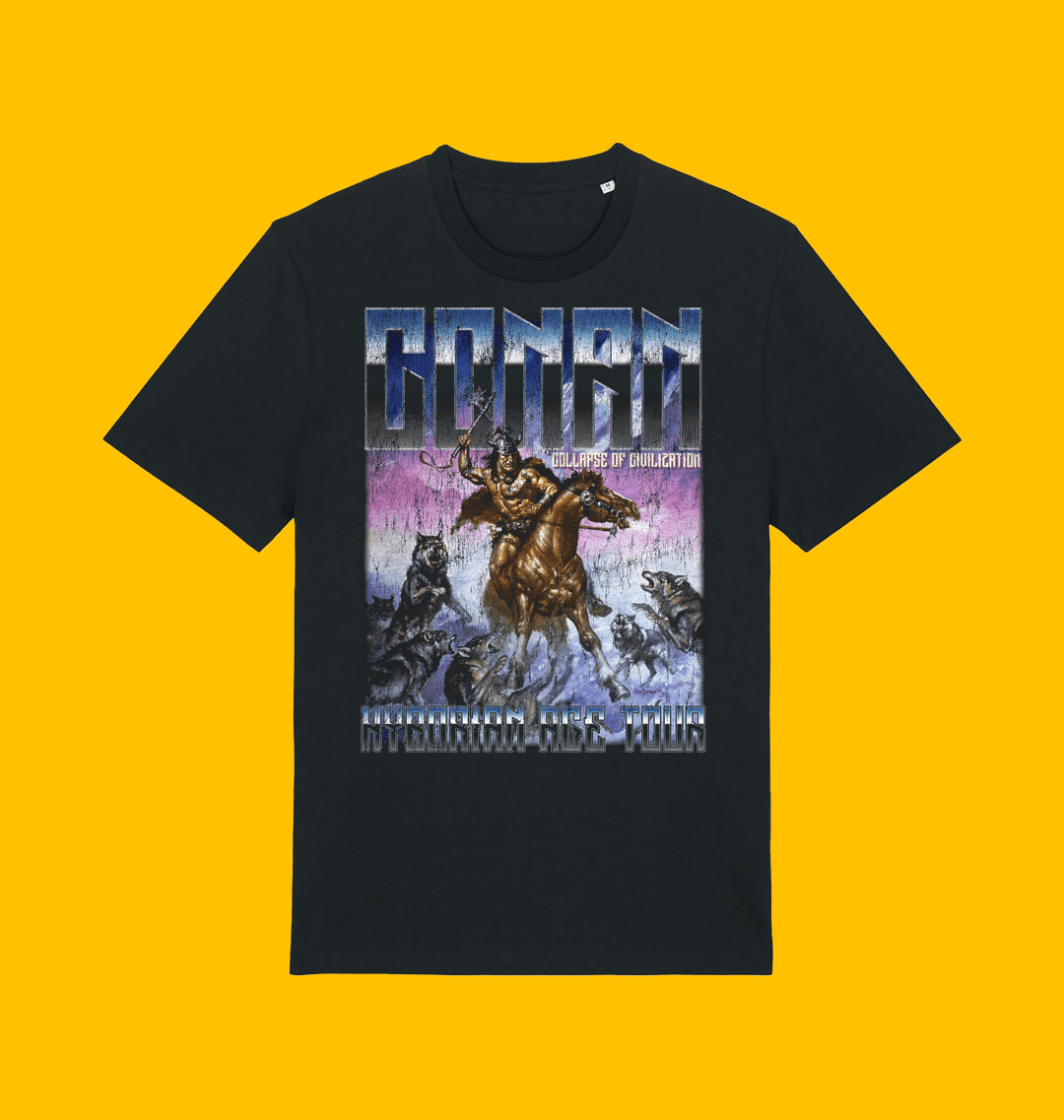 Conan Hyborian Age Tour T Shirt on Heroic Signatures yellow background