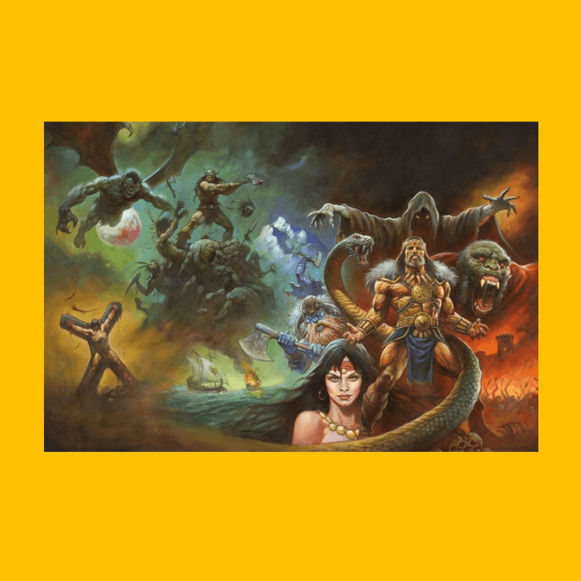 Conan - Legends Undreamed Of (Issue 25 Cover) Poster on Heroic Signatures yellow background