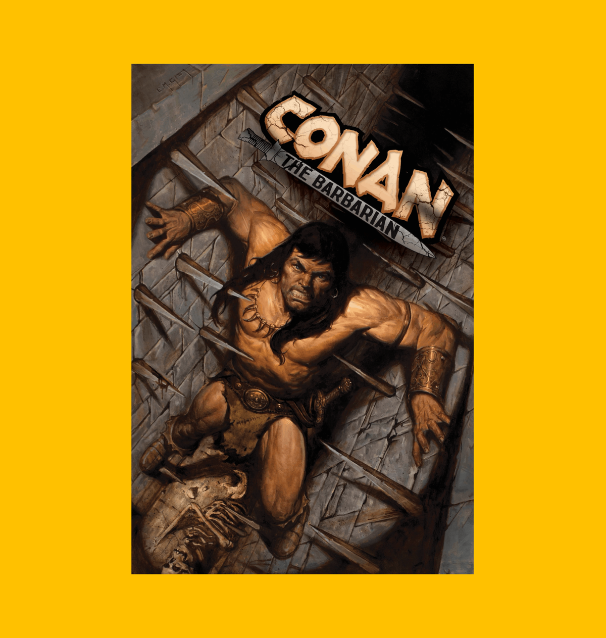 Conan - Pit of Spikes Poster on Heroic Signatures yellow background