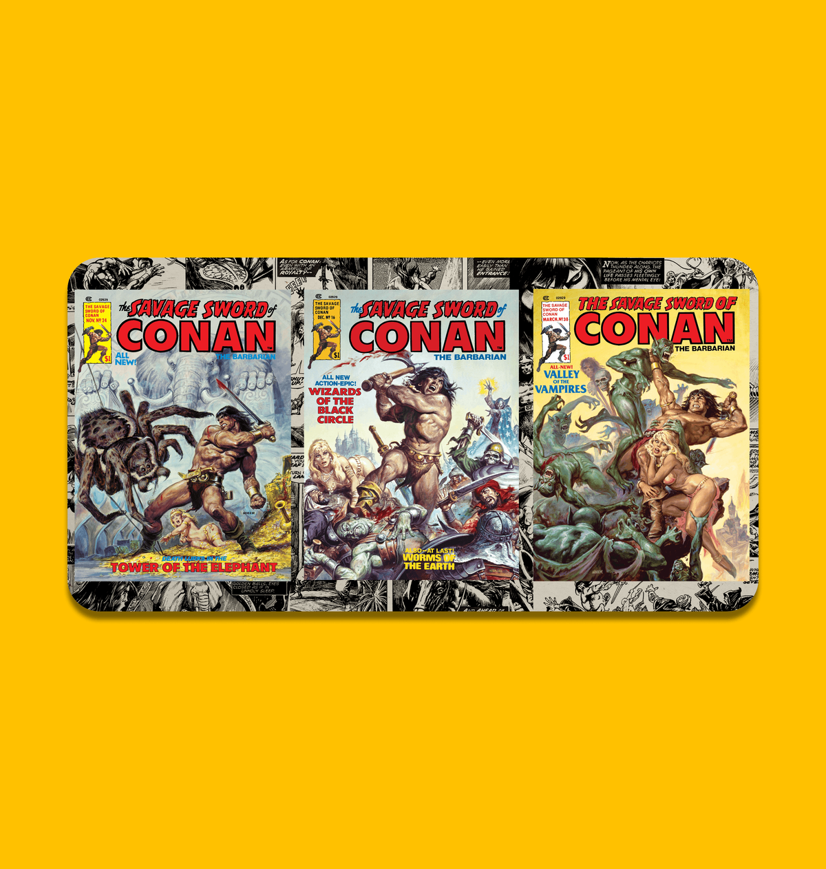 Conan - Savage Battles Large Gaming Mat on Heroic Signatures yellow background