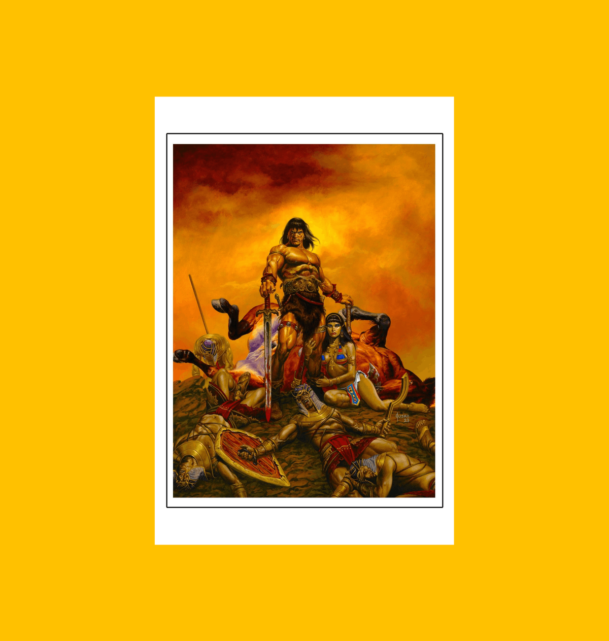 Conan - Savage Sword Volume 1 Fine Art Print on Heroic Signatures yellow background