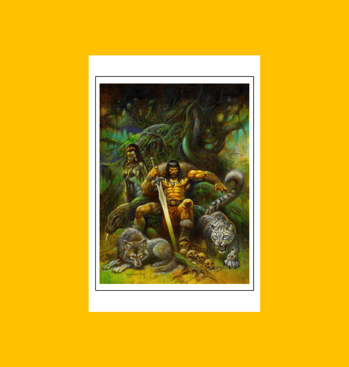 Conan - Shadow Throne Savage Sword of Conan Volume 7 Fine Art Print on Heroic Signatures yellow background