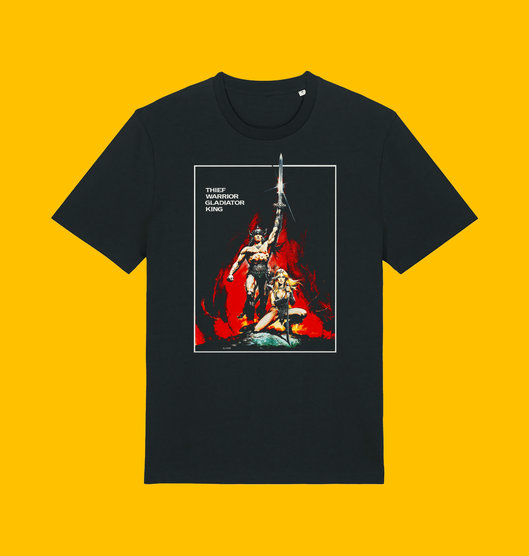 Conan The Barbarian 1982 Movie T Shirt on Heroic Signatures yellow background