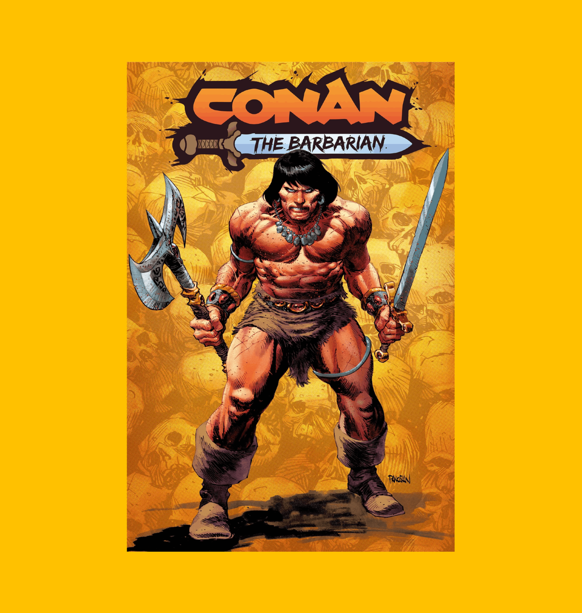 Conan - The Barbarian Battle Ready Poster on Heroic Signatures yellow background
