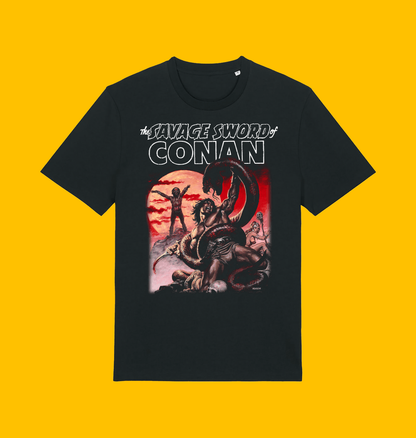 Conan The Savage Sword of Conan Moon of Blood T Shirt on Heroic Signatures yellow background