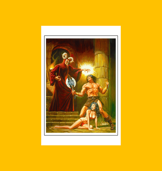 Conan - Conan vs Thoth-Amon Fine Art Print on Heroic Signatures yellow background