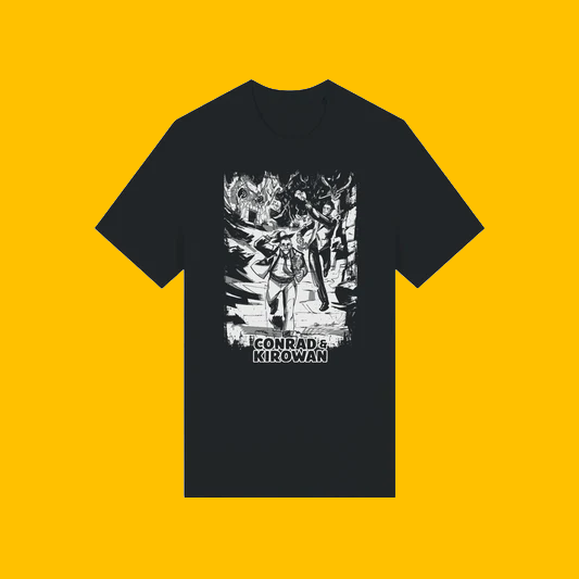 Conrad & Kirowan: Descent Into Horror Shirt on Heroic Signatures yellow background