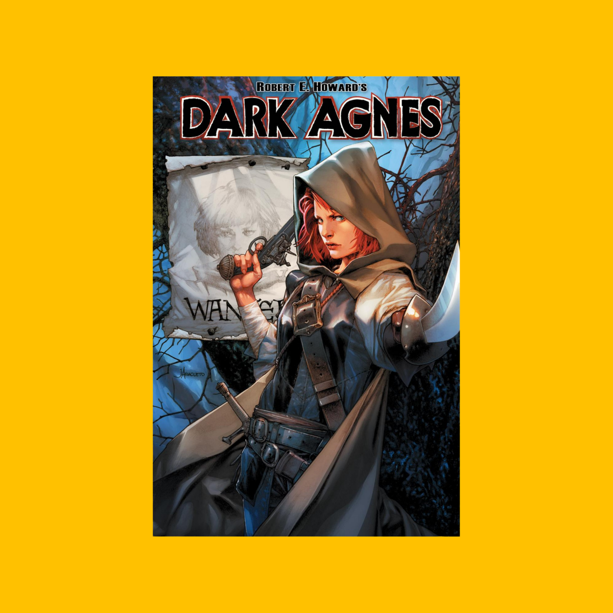 Dark Agnes: Moonlit Standoff Poster on Heroic Signatures yellow background