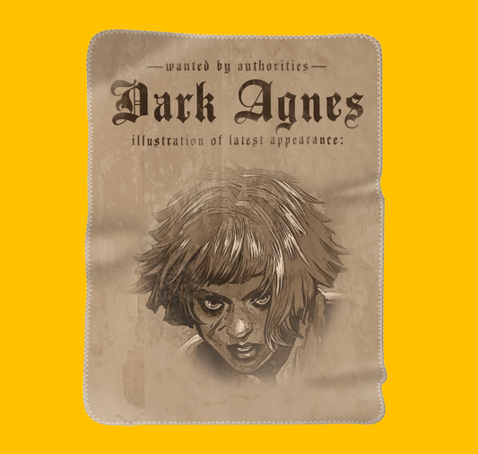 Dark Agnes: Outlaw at Large Premium Blanket on Heroic Signatures yellow background