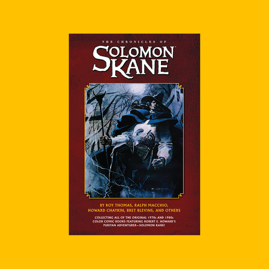 Cover of Dark Horse Chronicles of Solomon Kane Trade Paperback on a yellow background