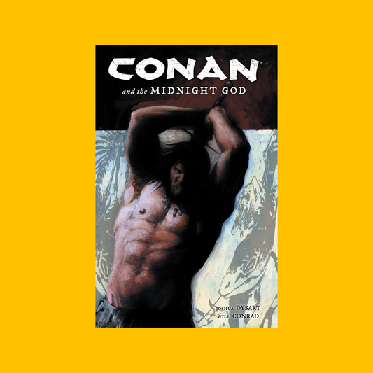 Cover of Dark Horse Conan and the Midnight God Trade Paperback on a yellow background