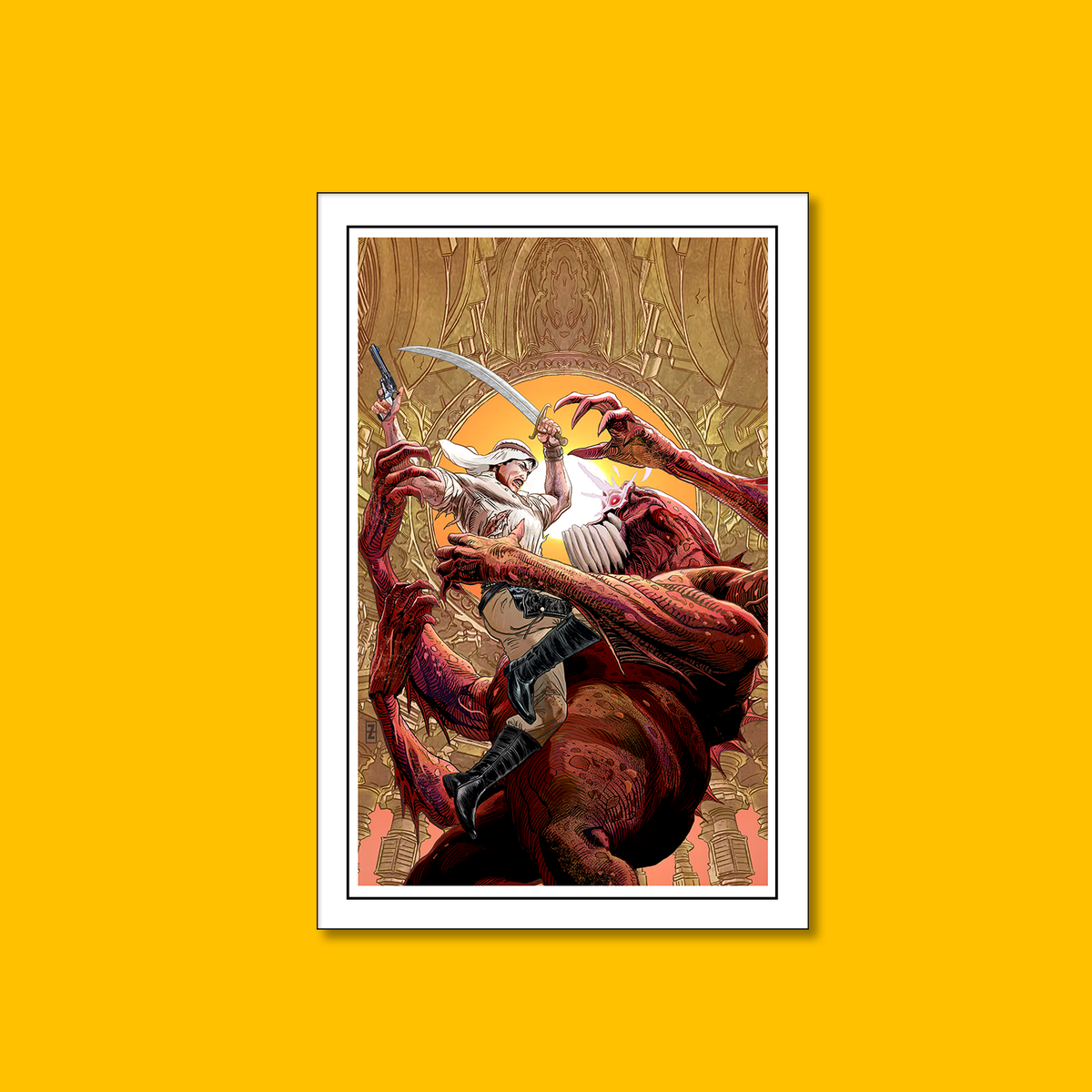 El Borak: Swift Heroism - Fine Art Print on Heroic Signatures yellow background