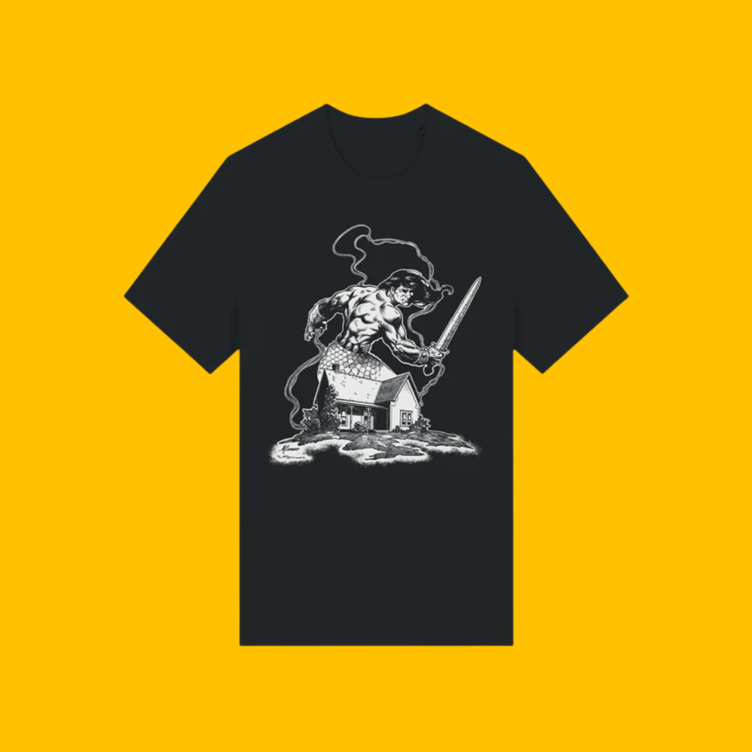 Howard House: Birth of Legends - Black T-Shirt on Heroic Signatures yellow background