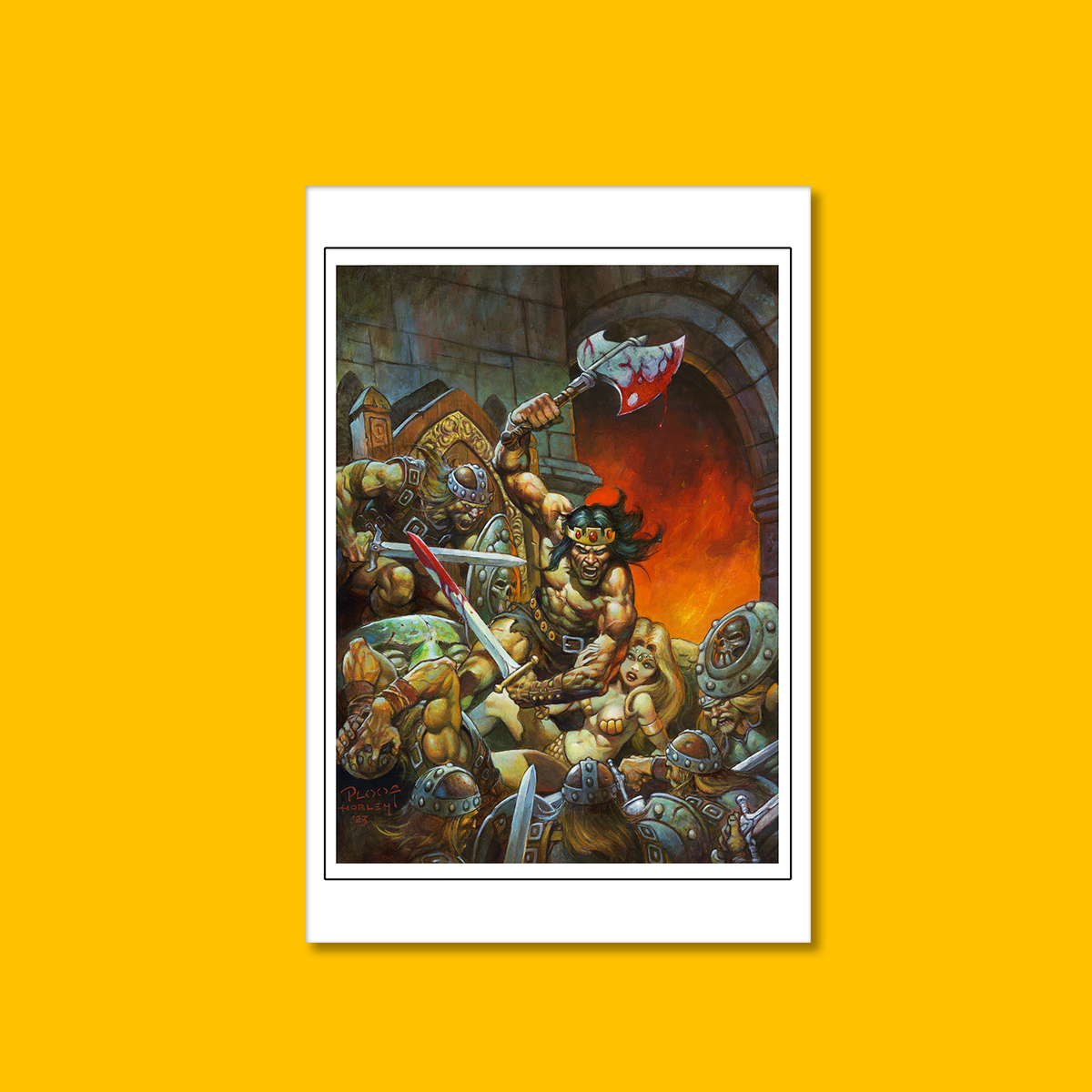 Kull: By This Axe I Rule - Fine Art Print on Heroic Signatures yellow background