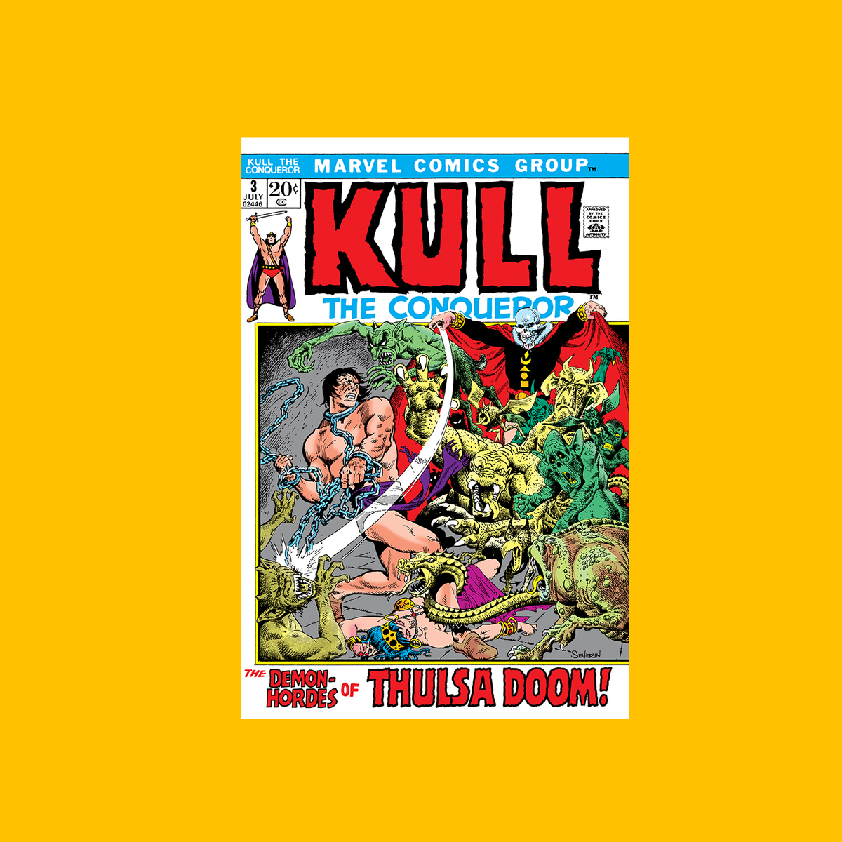 Kull vs. The Demon Hordes Poster on Heroic Signatures yellow background