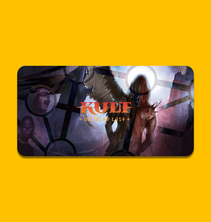 Kult: Herald of the Abyss Gaming Mat on Heroic Signatures yellow background