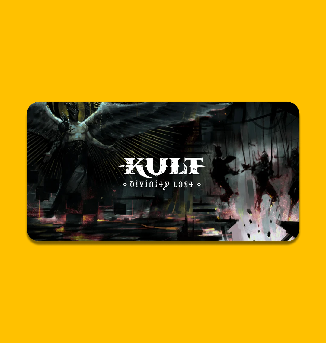 Kult: Realm of Suffering Gaming Mat on Heroic Signatures yellow background