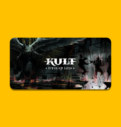 Kult: Realm of Suffering Gaming Mat on Heroic Signatures yellow background