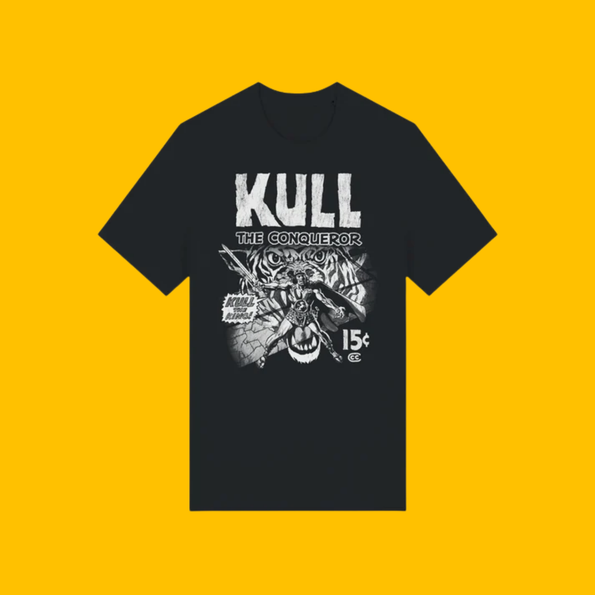 Long Live King Kull T-Shirt on Heroic Signatures yellow background