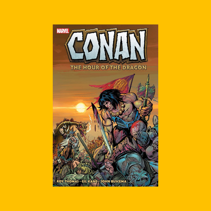 Cover of Marvel Conan Hour of the Dragon Trade Paperback on a yellow background