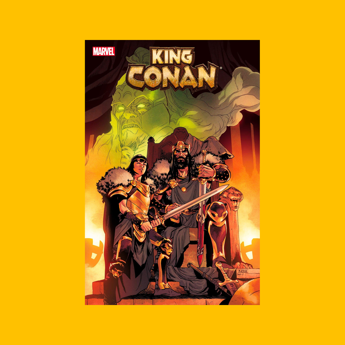 Cover of Marvel King Conan Trade Paperback on a yellow background