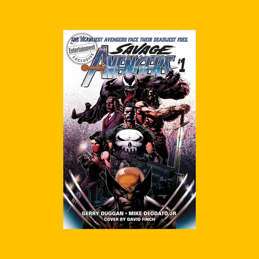 Cover of Marvel Savage Avengers Omnibus on a yellow background