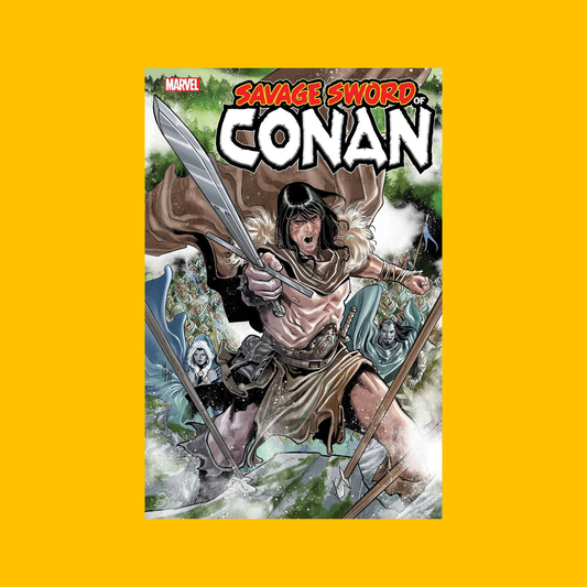 Cover of Marvel Savage Sword of Conan: Conan the Gambler Trade Paperback on a yellow background
