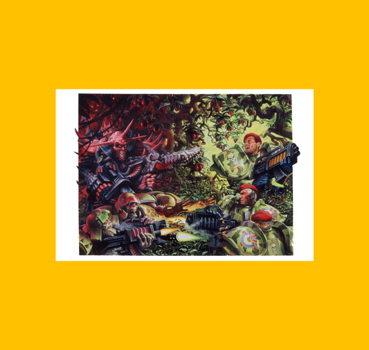 Mutant Chronicles - Blood Berets Fine Art Print on Heroic Signatures yellow background