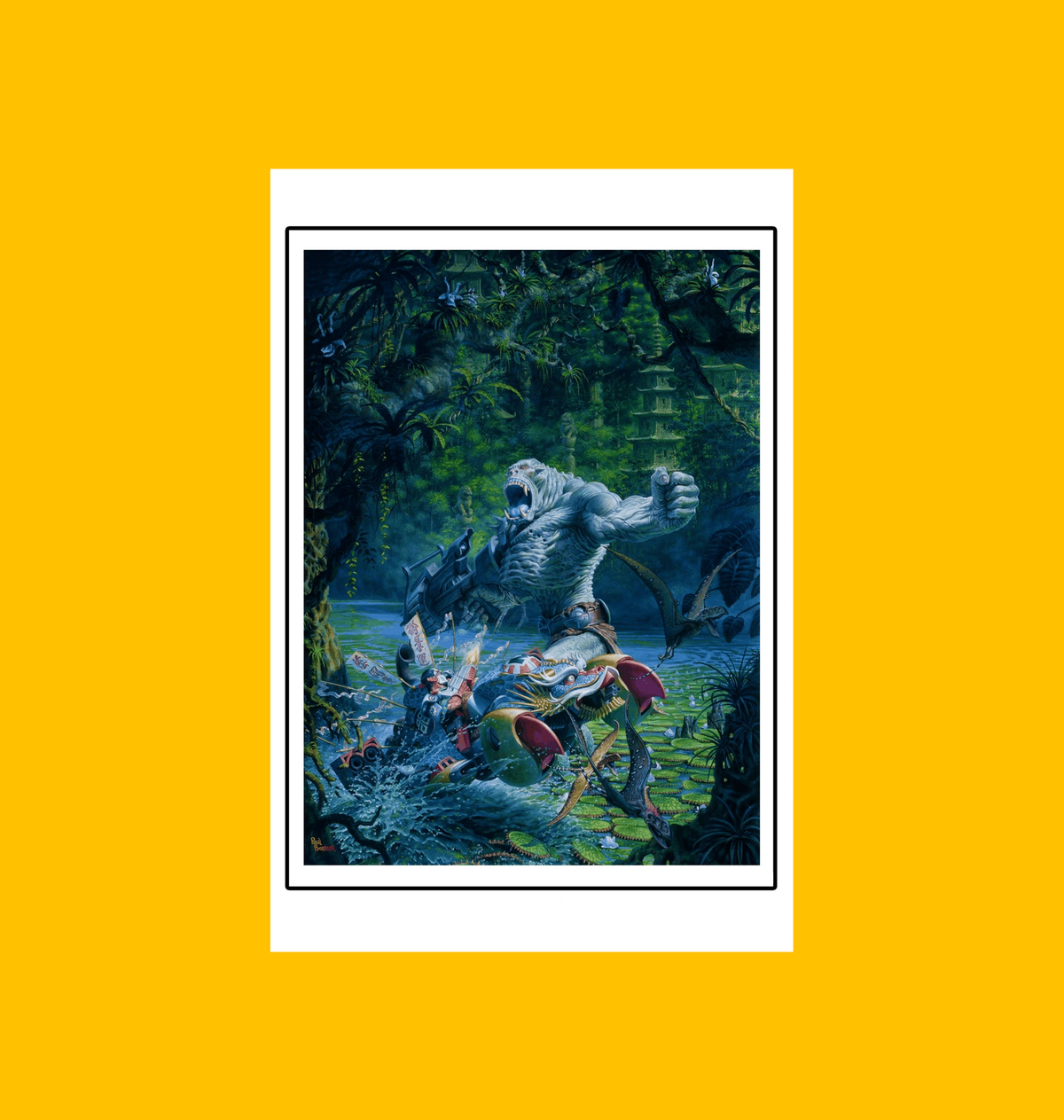 Mutant Chronicles - Mishima Charge Against the Beast Fine Art Print on Heroic Signatures yellow background