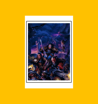 Mutant Chronicles - Laughing Into the Slaughter Fine Art Print on Heroic Signatures yellow background
