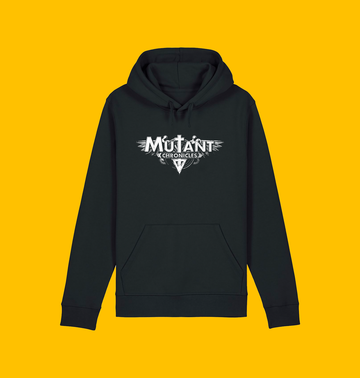 Mutant Chronicles - Mitch Hunter & Pride Freefall Hoodie on Heroic Signatures yellow background
